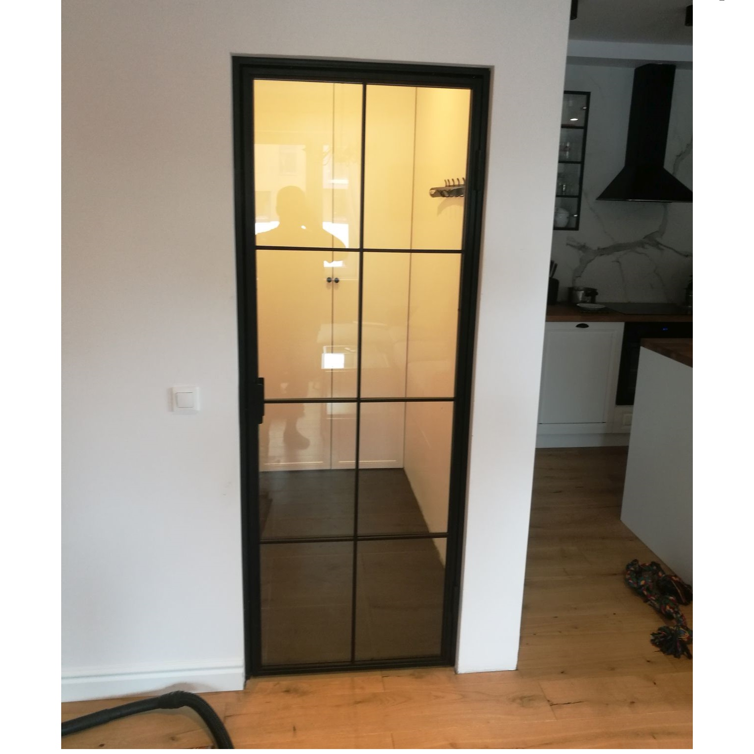 Szklane drzwi otwierane industrialne przeszklone Loft z minimalistycznym pochwytem Bartosz N. | Bydgoszcz