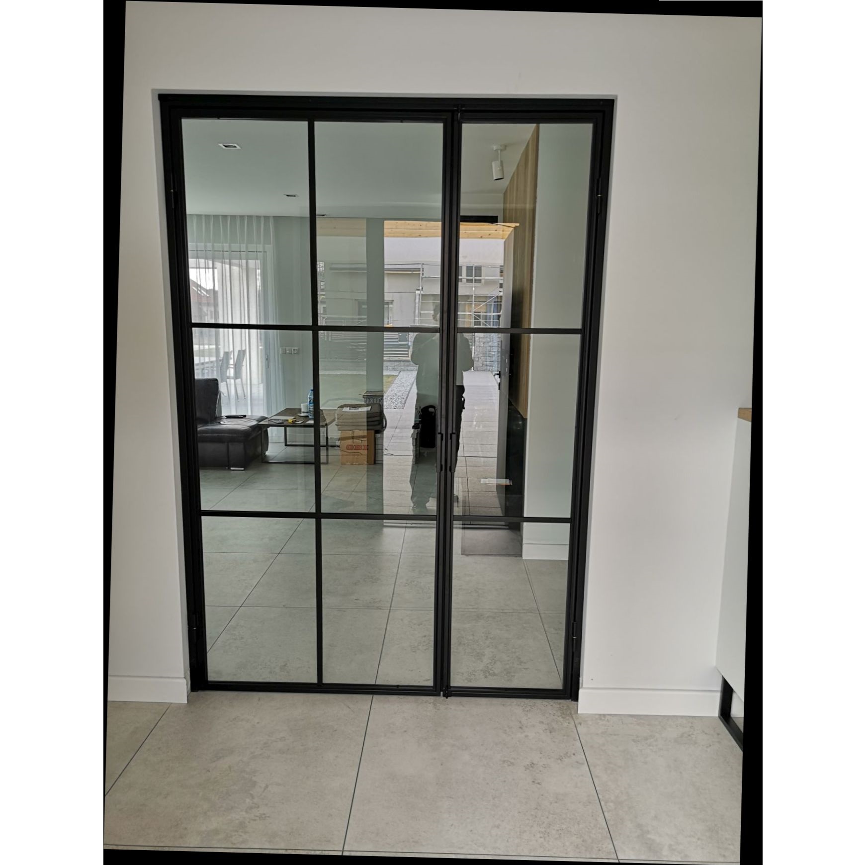  Drzwi LOFT otwierane dwuskrzydłowe metalowe szklane ze szkła przeszklono dla Ani i Artura Sz. | Toruń - Zławieś Wielka