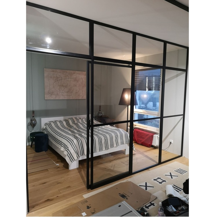 Szklana ściana industrialna LOFT z drzwiami przesuwnymi Gdańsk 3