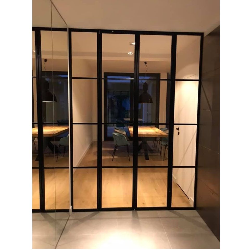 Piękna stalowo szklana ścianka drzwi loft otwierane industrialne metalowe w mieszkaniu Alicji D-K.  | Koszalin
