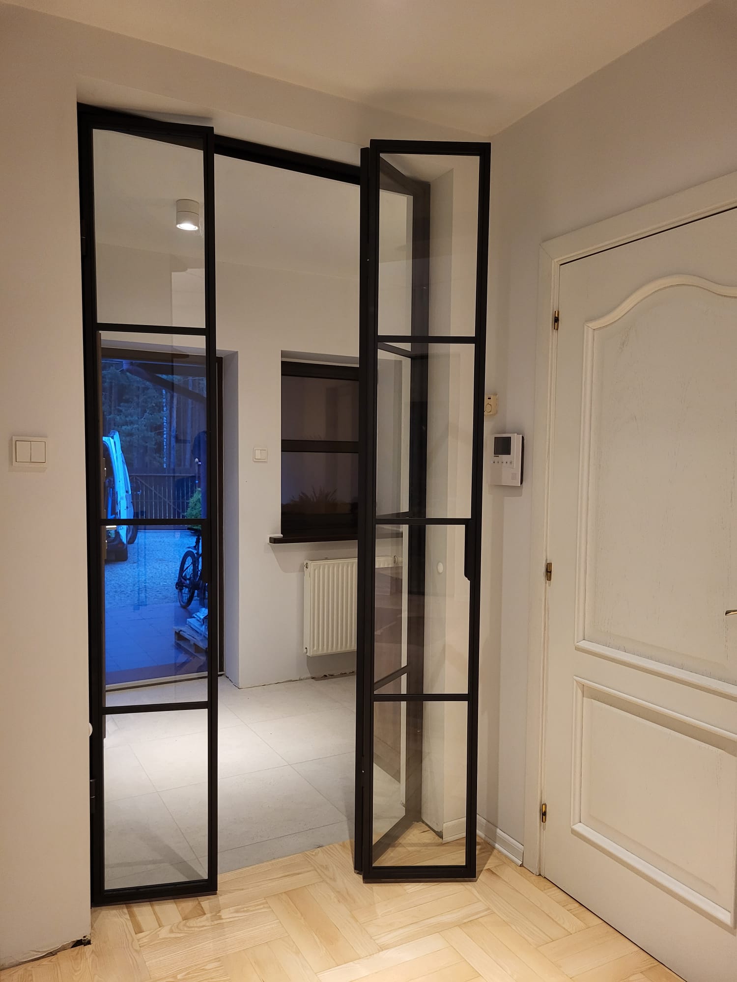 Drzwi szklane loft z systemem harmonijkowym loftowe Kinga Ch. | Warszawa